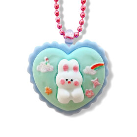 Pop Cutie Rainbow Bunny Heart Kids Necklace 6yrs.+