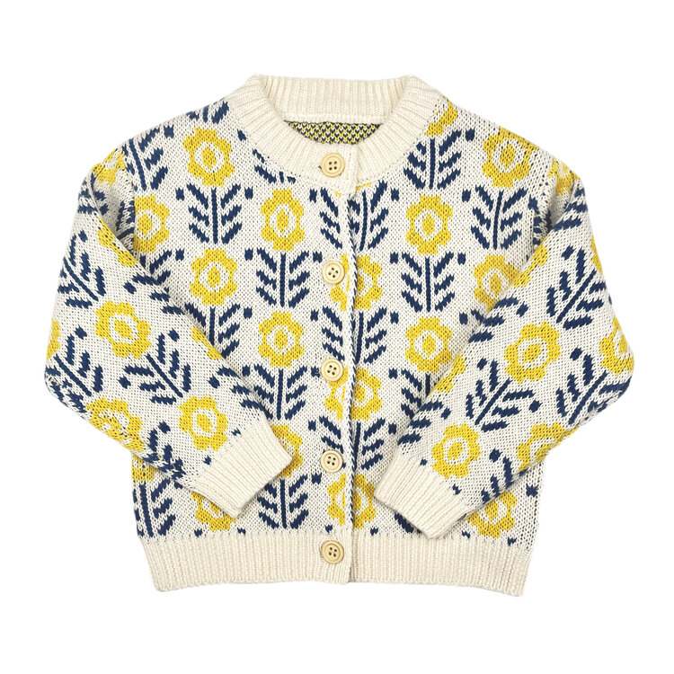 Kizzu Club Flowers Jaquard Knit Baby Cardigan
