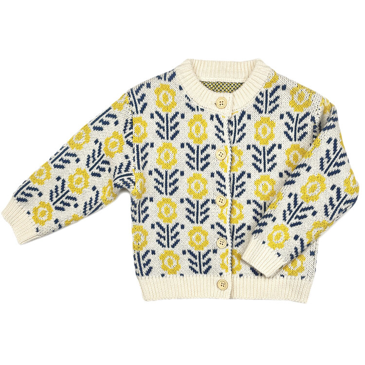 Kizzu Club Flowers Jaquard Knit Baby Cardigan