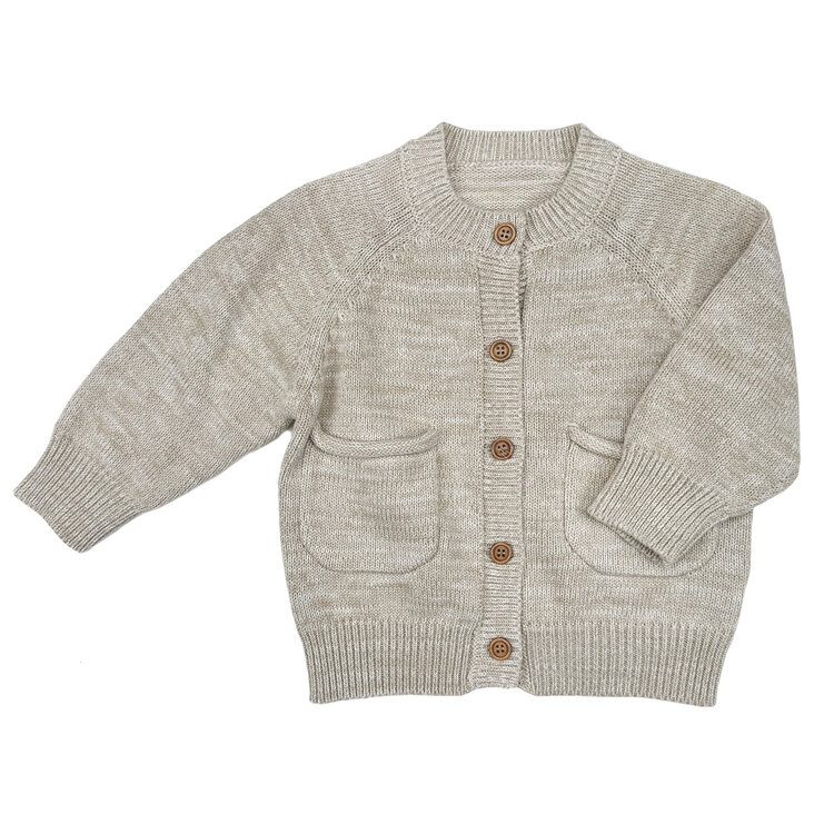Kizzu Club Oatmeal Melange Knit Baby Cardigan