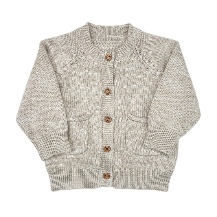 Kizzu Club Oatmeal Melange Knit Baby Cardigan