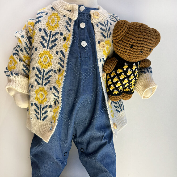 Kizzu Club Flowers Jaquard Knit Baby Cardigan