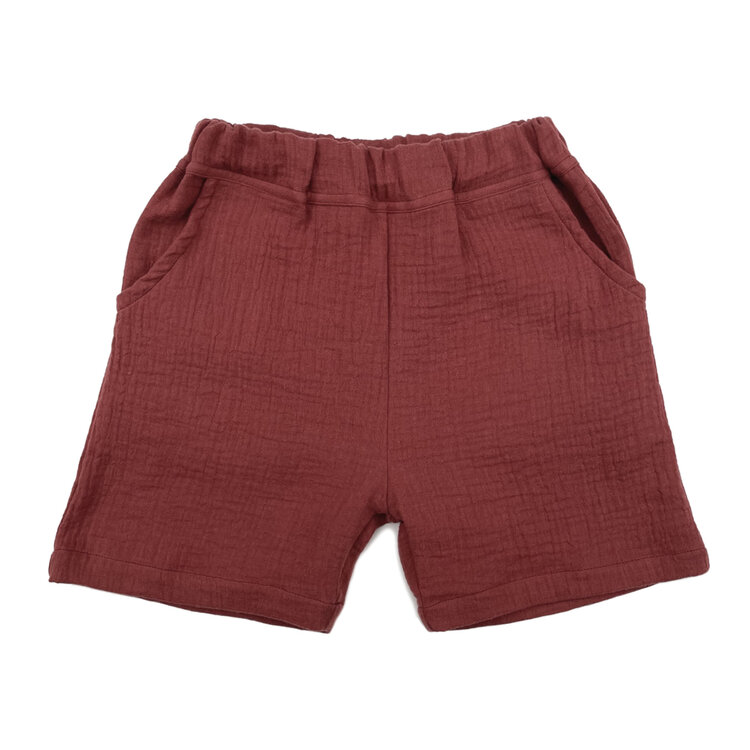 Lucky Wang Terracotta Red  Gauze Shorts