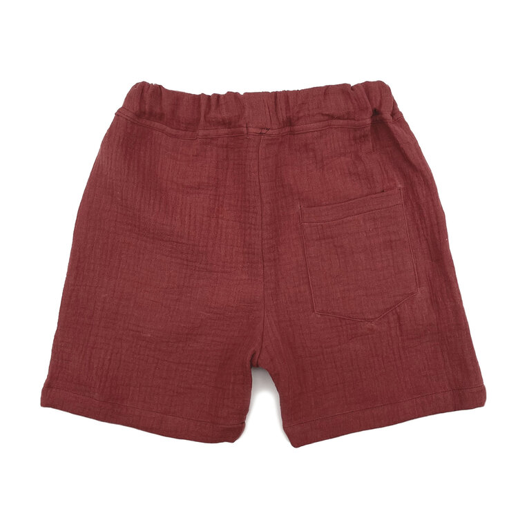 Lucky Wang Terracotta Red  Gauze Shorts