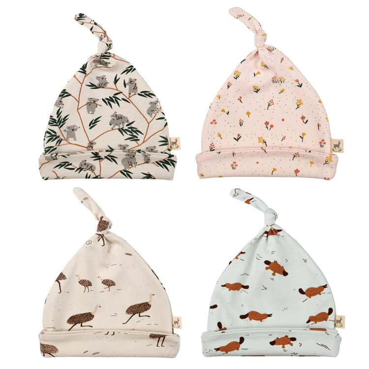 Red Caribou Beanie Emus Rainy Day