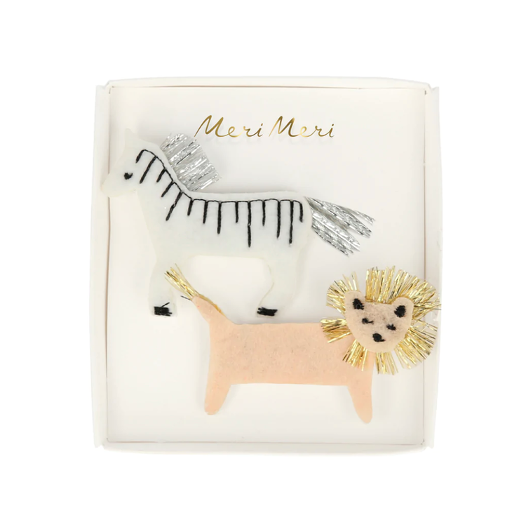 Meri Meri Zebra & Lion Felt Hair Clips