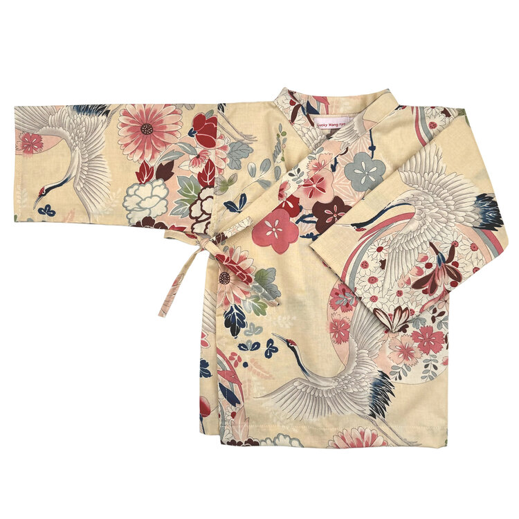 Lucky Wang Kimono Royal Crane Ecru