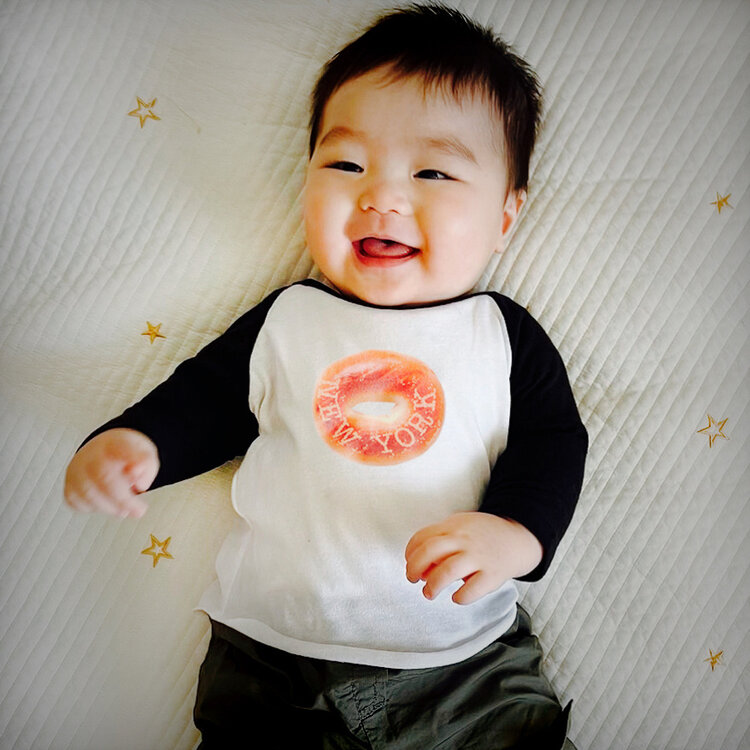 Lucky Wang Bagel Raglan Blk/Wht Baby