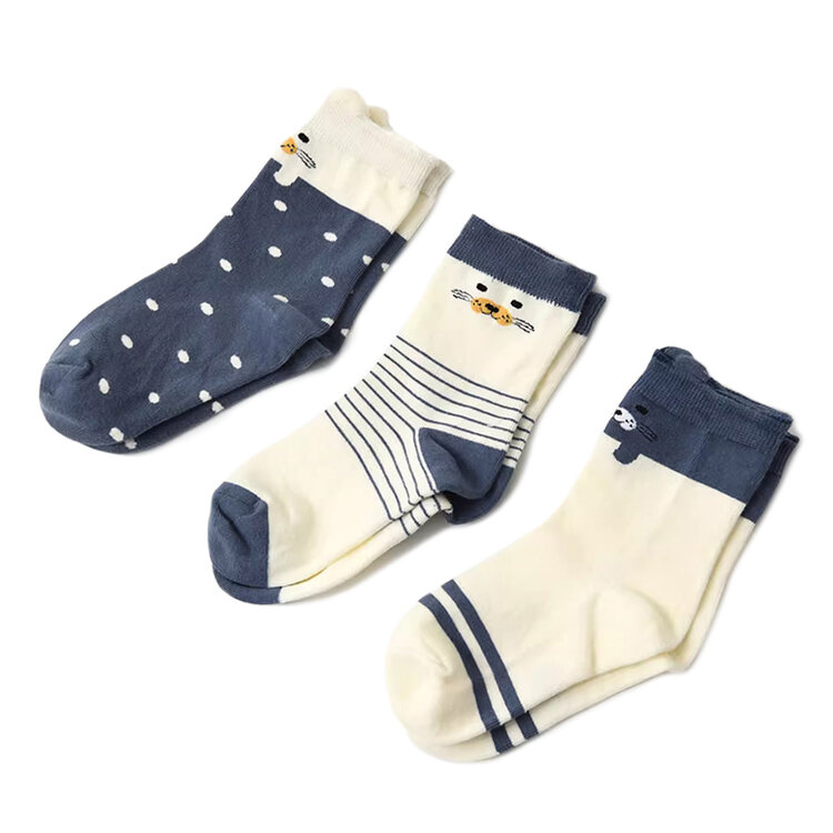 Variis Ltd. Blue Cutie Stripe Dot Socks 3/pk