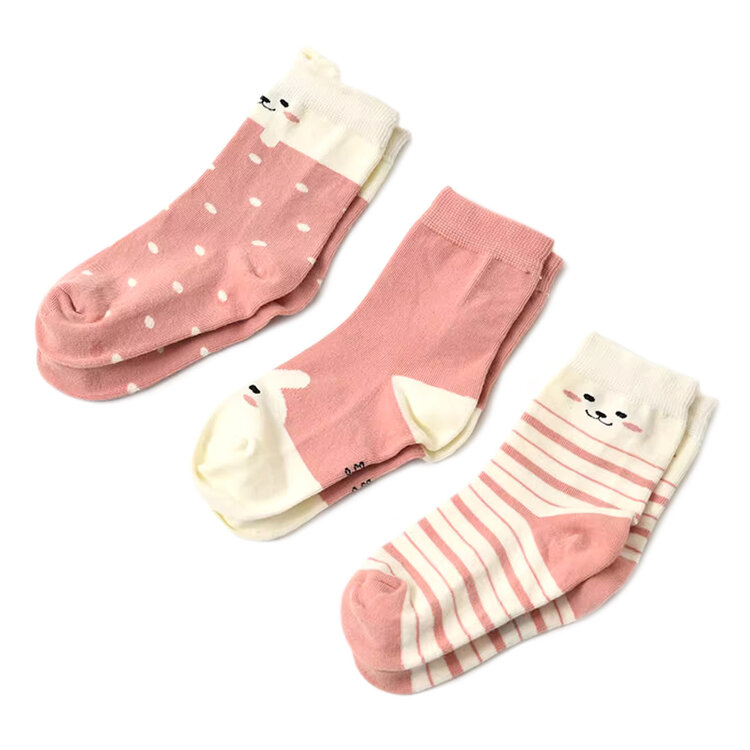 Variis Ltd. Pink Cutie Stripe Dot Socks 3/pk