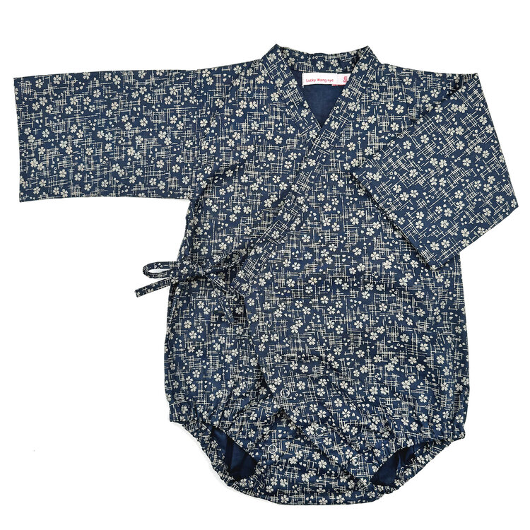 Lucky Wang Kimono One Piece Lattice Navy