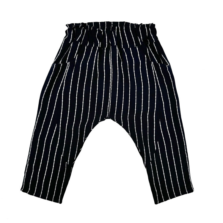 Lucky Wang Bamboo Stripe Black Infant Sarouel Pants