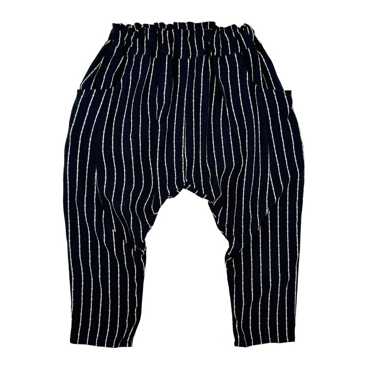 Lucky Wang Bamboo Stripe Black Sarouel Pants