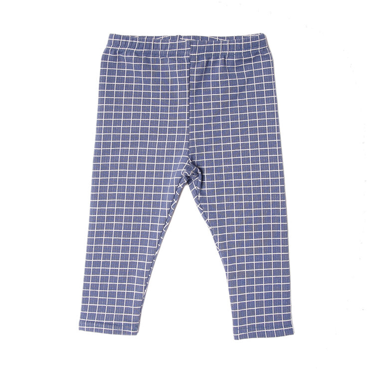 Lucky Wang Infant Leggings Mini Grids Steel Blue
