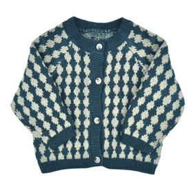 Kizzu Club Diamond Peacock Blue Cardigan