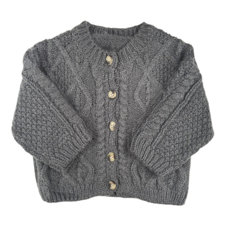 Kizzu Club Grey Retro Cable Cardigan