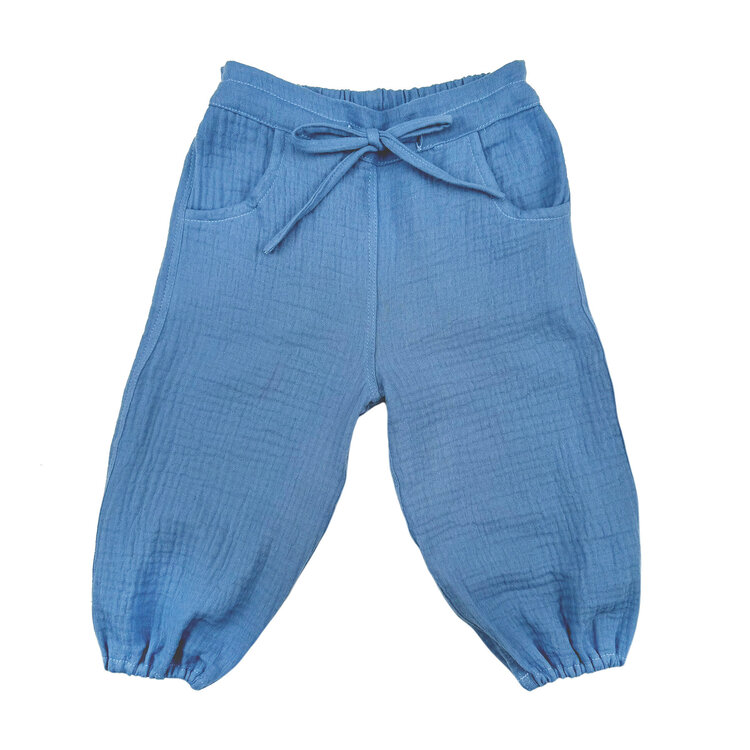 Lucky Wang Blue Clay Drawstring Infant Pants