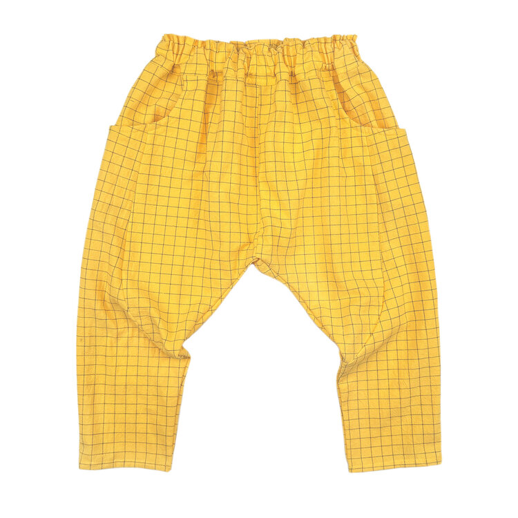 Lucky Wang Line Grid Yellow Sarouel Pants