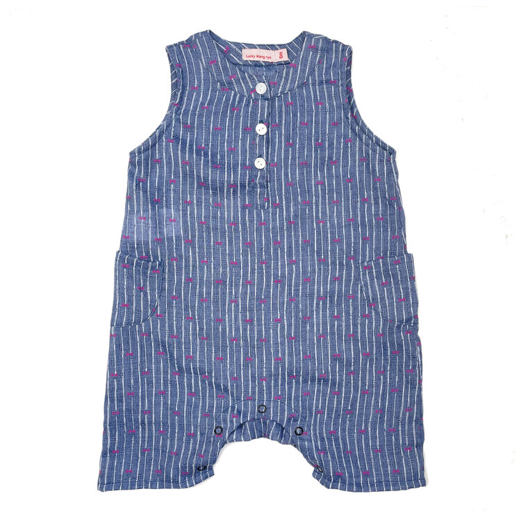 Lucky Wang Pinstripe Denim Blue Jumpsuit