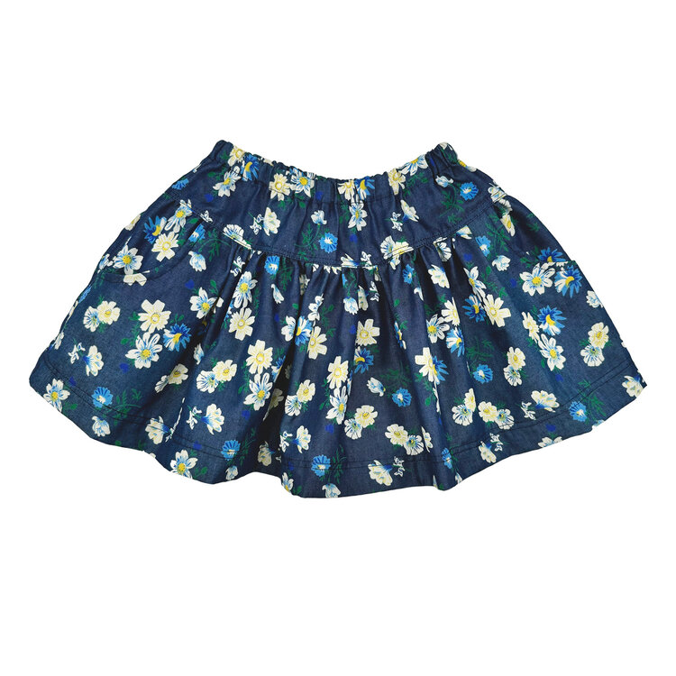 Lucky Wang Garden Daisy Denim Short Skirt