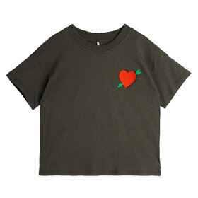 Mini Rodini Arrowed Heart Emb Black Tee