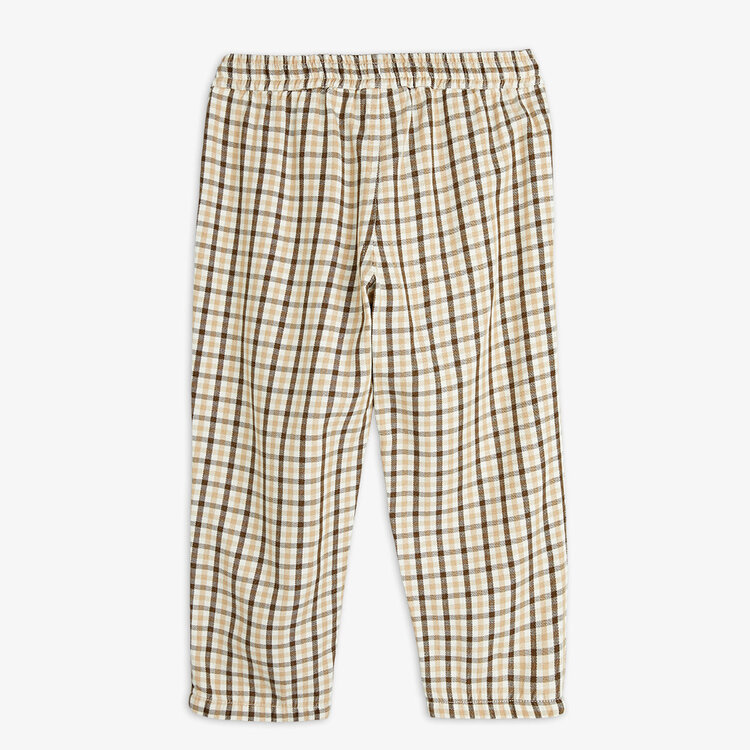 Mini Rodini Gingham Beige Woven Elastic Pants