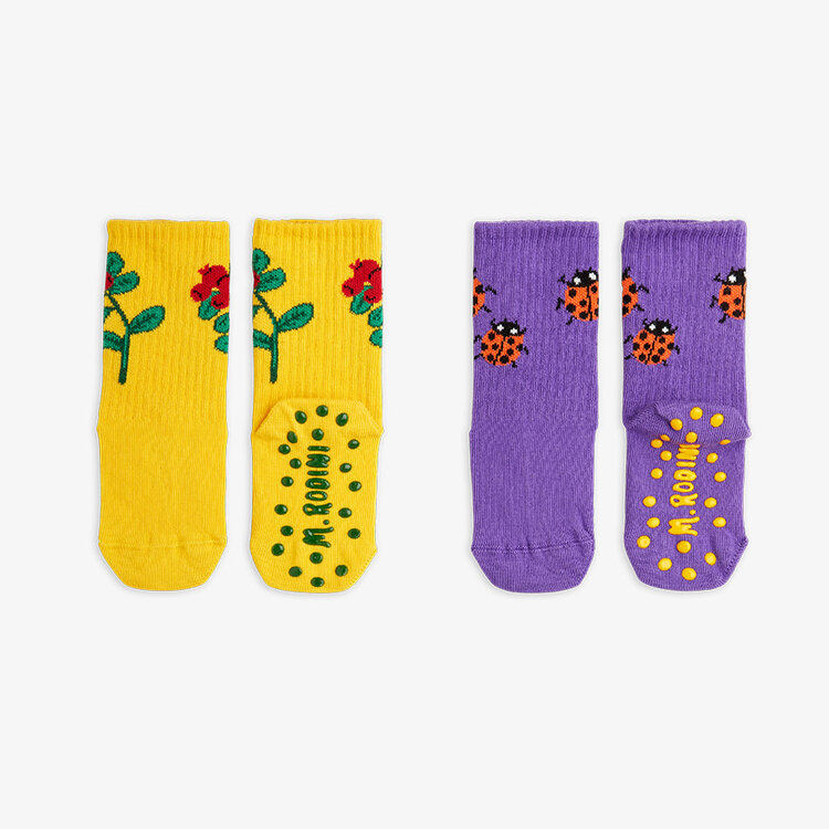 Mini Rodini Lingonberries 2-Pack Anti-Slip Socks