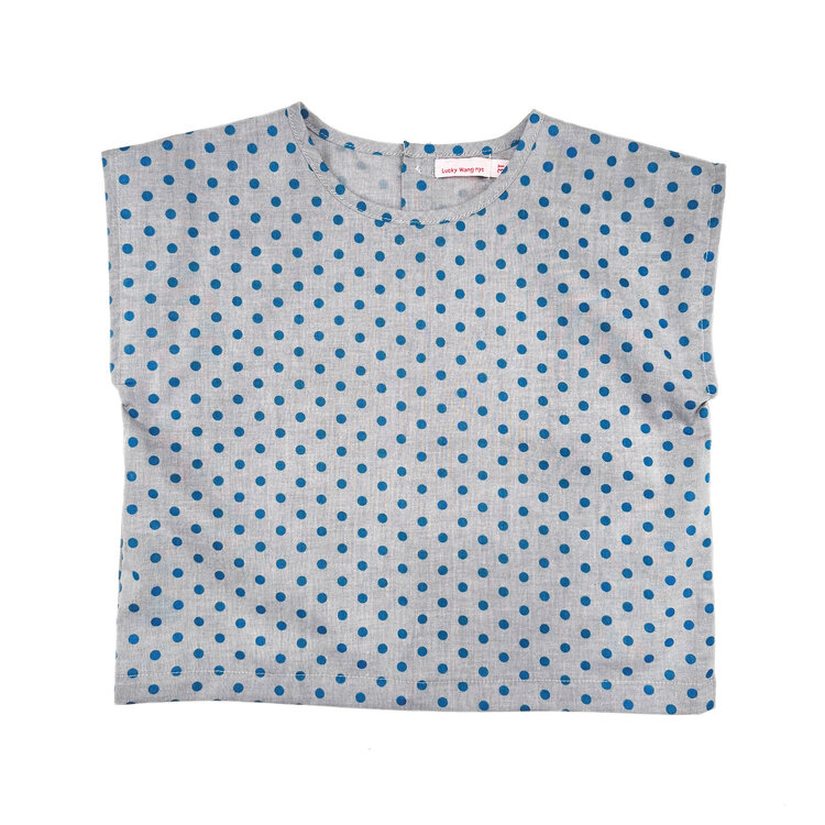 Lucky Wang Teal Dots  Bea Top Grey