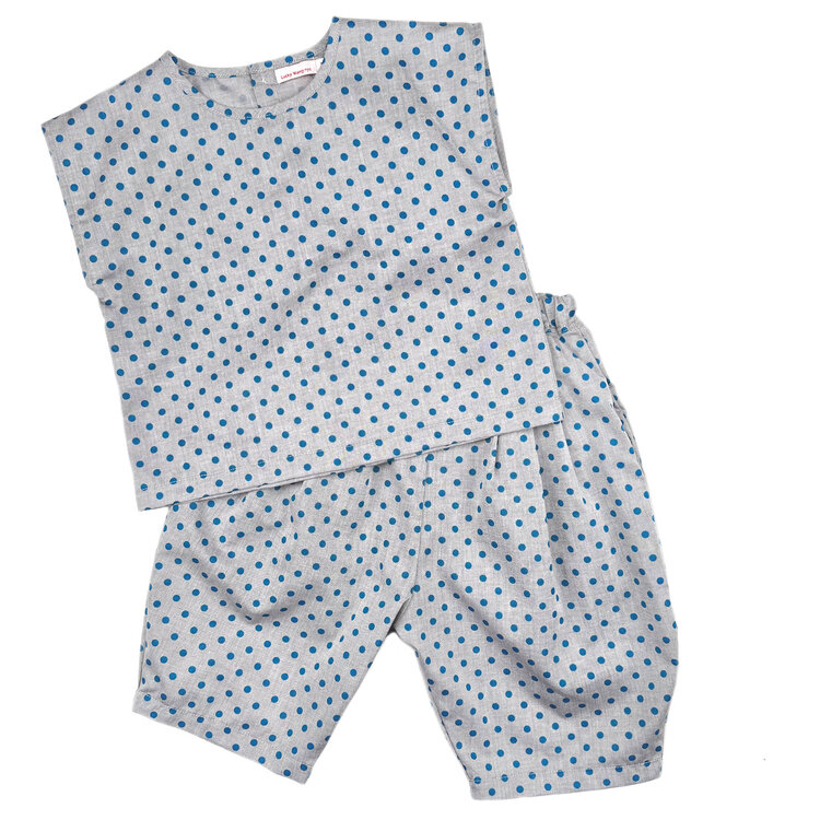 Lucky Wang Teal Dots  Bea Top Grey