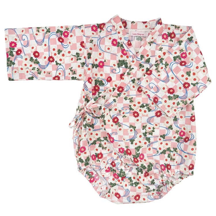 Lucky Wang Kimono One Piece Mum Pink Checks