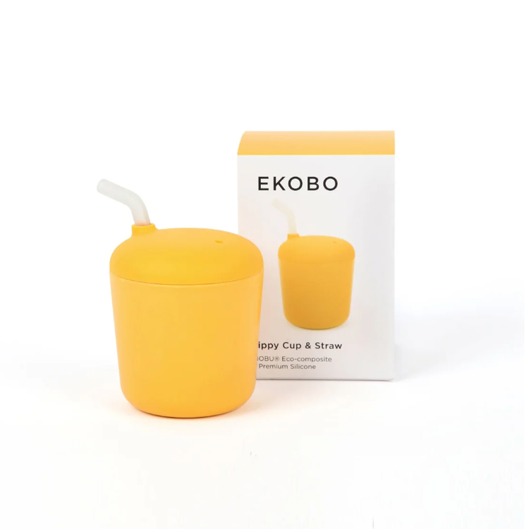 Ekobo Sippy Cup With Straw Lemon + Extra Straw