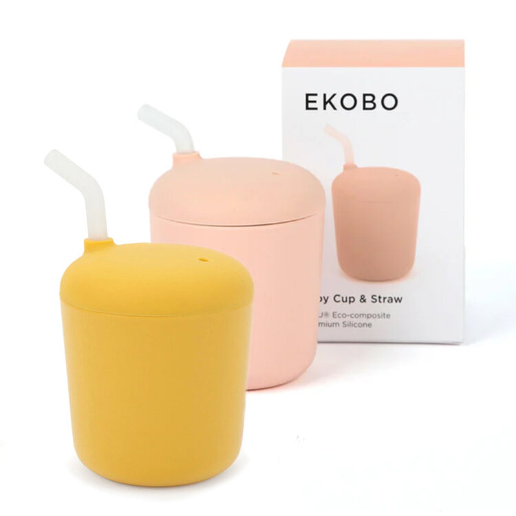 Ekobo Sippy Cup With Straw Lemon + Extra Straw
