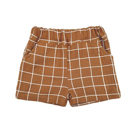 Lucky Wang White Grid Ochre Gauze Infant Shorts
