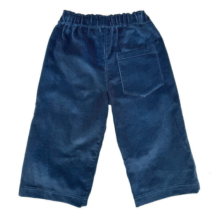 Lucky Wang Ink Blue Corduroy Wide Leg  Pants