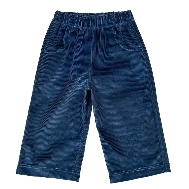 Lucky Wang Ink Blue Corduroy Wide Leg  Pants