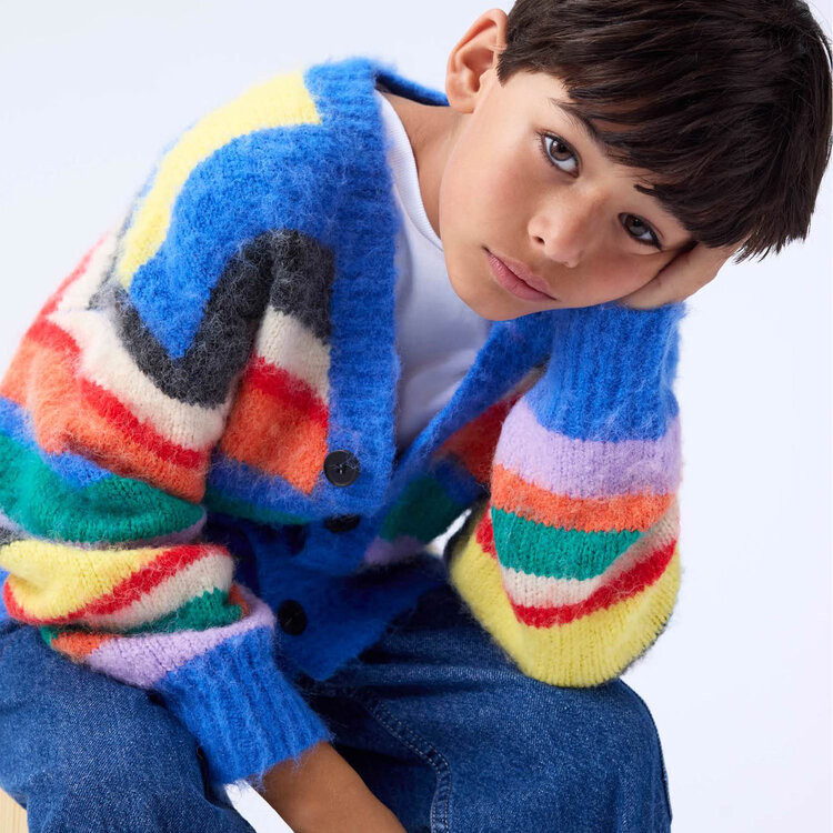 Molo Fuzzy Stripe Kids Cardigan