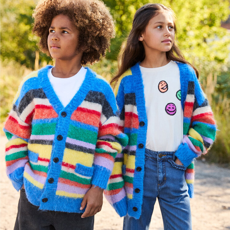 Molo Fuzzy Stripe Kids Cardigan
