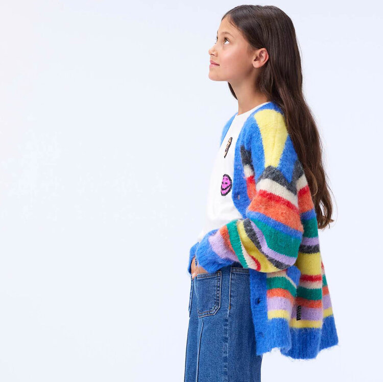 Molo Fuzzy Stripe Kids Cardigan
