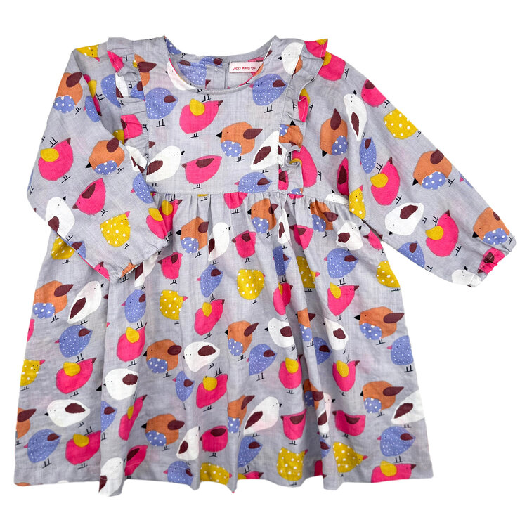 Lucky Wang Birdies Grey Dress