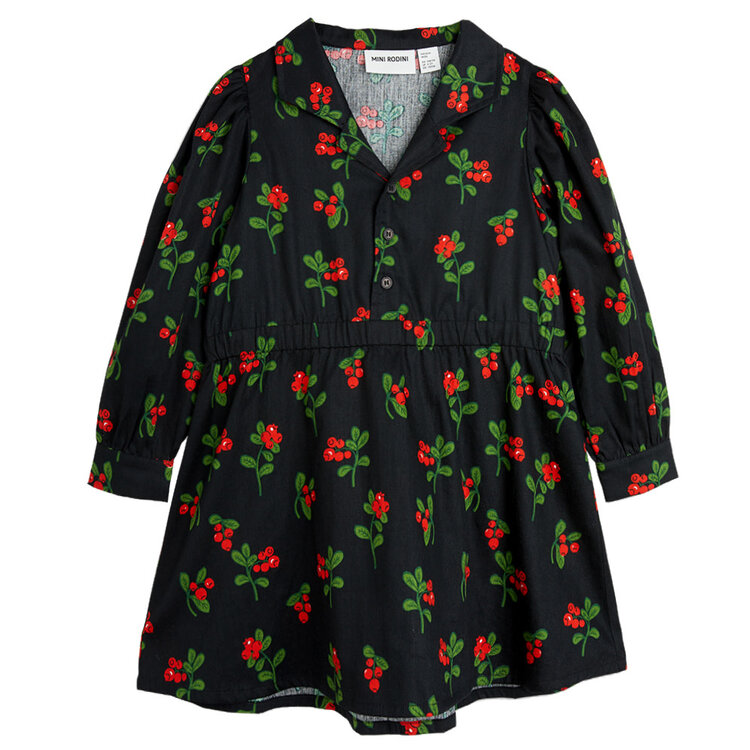 Mini Rodini Lingonberries Woven Dress  Navy AOP