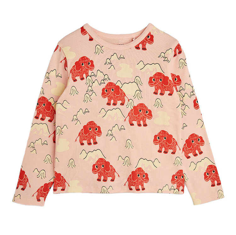 Mini Rodini Mammoth LS Tee Peach AOP