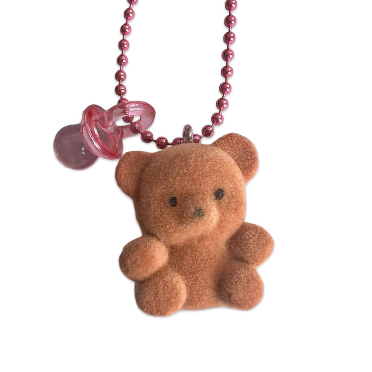 Pop Cutie 90's Binky Bear Necklace Brown 6yr +