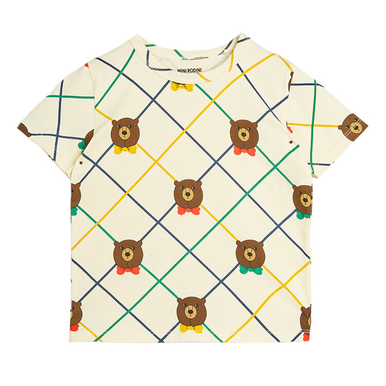 Mini Rodini Bear Check SS Tee AOP