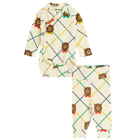 Mini Rodini Bear Check NB Baby Set AOP