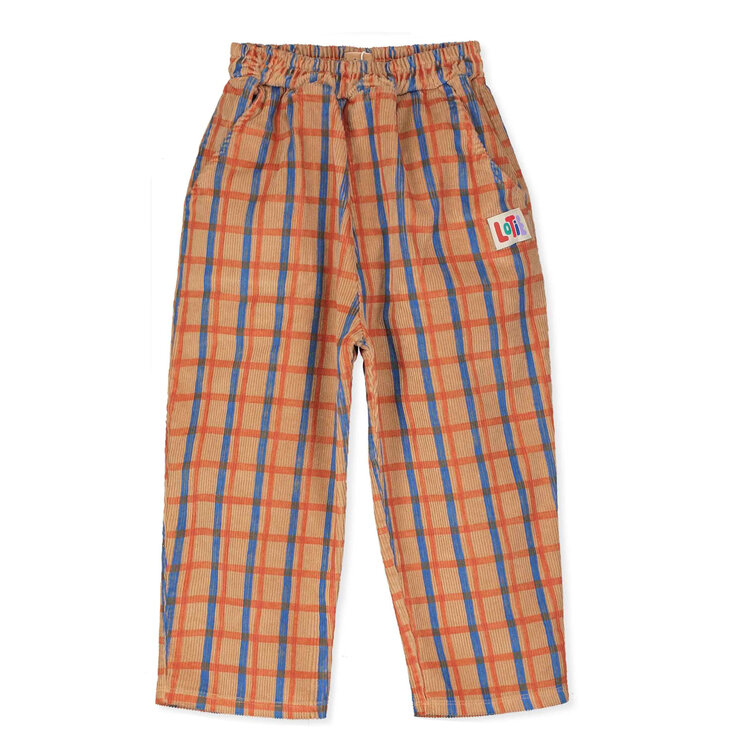 Lotiekids Plaid  Checks Cord Wide Pants