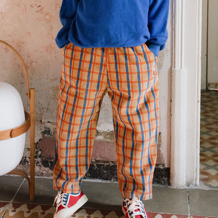 Lotiekids Plaid  Checks Cord Wide Pants