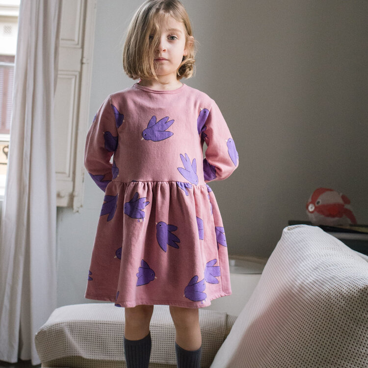 Lotiekids Flowing Birds Rose Sweat Dress