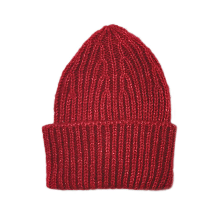 Pequeño Tocón Oriente Beanie Marino Wool Cotton Red