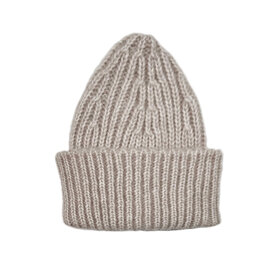 Pequeño Tocón Oriente Beanie Marino Wool Cotton Tan