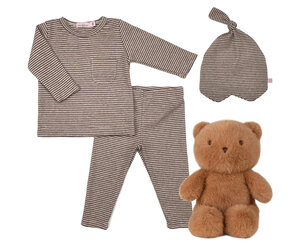 Baby Gift Set: Heather Brown Stripe Playset 6m, Matching
